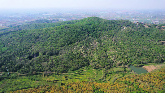 航拍山河风光南京冶山风景区