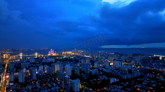 城市宣传片摄影照片_1080航拍海口城市夜晚夜景