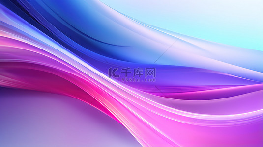 蓝色亮紫色波浪条纹抽象19
