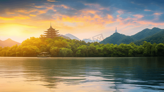 江南百景图民宅摄影照片_美丽的江南湖水美景