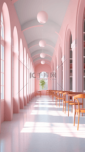 粉色现代时尚潮流立体空间长廊背景