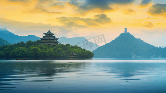 美丽的江南湖水美景