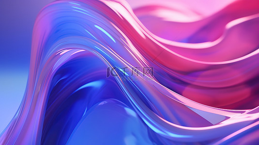 蓝色亮紫色波浪条纹抽象13