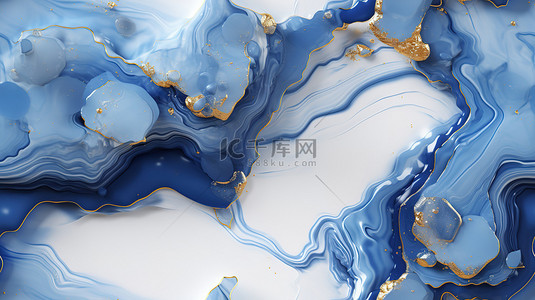 蓝白色流体液体3D瓷砖纹理15