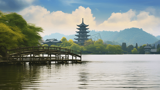 美丽的江南湖水美景