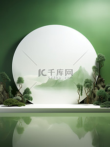 设计电商背景图片_极简舞台设计电商产品背景绿色13
