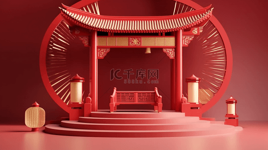 中国风红色年货节背景图片_红色年货节电商展台元旦新年背景