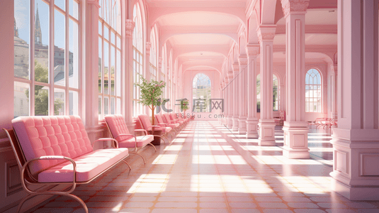 粉色立体空间背景背景图片_粉色现代时尚潮流立体空间长廊背景