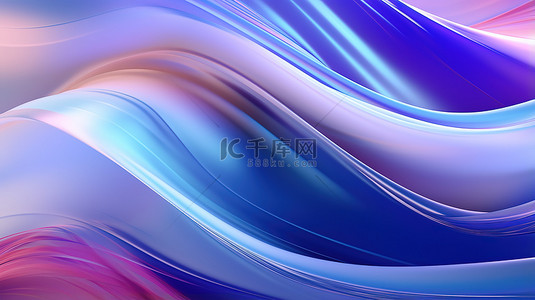 蓝色亮紫色波浪条纹抽象11