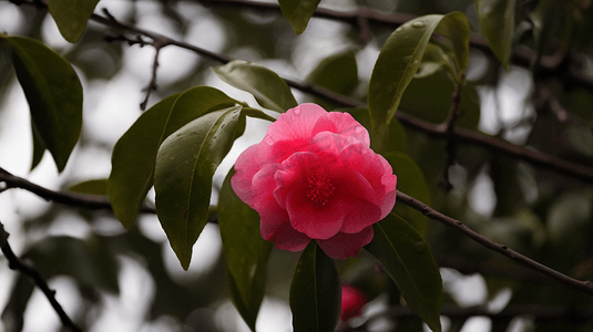 杭州园林摄影照片_杭州植物园盛开的山茶花