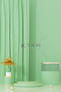 海报背景图片_C4D背景几何体绿色小清新电商