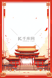 灯笼线条背景图片_新年古典背景红色灯笼