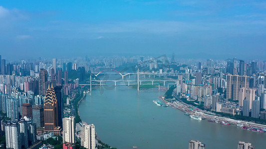 航拍重庆城市风光南滨路喜来登双子塔