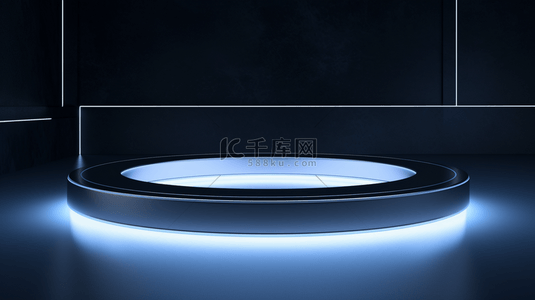 圆形质感数字5背景图片_科技未来感商务灯光展示台背景5