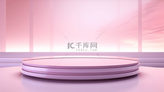 紫粉色圆形舞台电商背景3