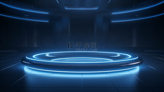 圆形展示台背景图片_灯光科技蓝色圆形舞台电商背景16