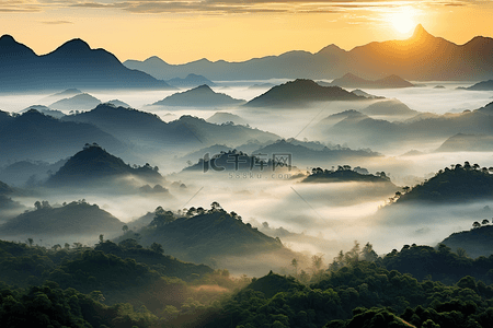 薄雾山脉万里江山日出9