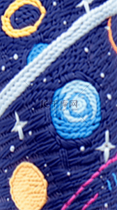 星空卡通背景图片_儿童卡通毛线编织星空星球图案背景