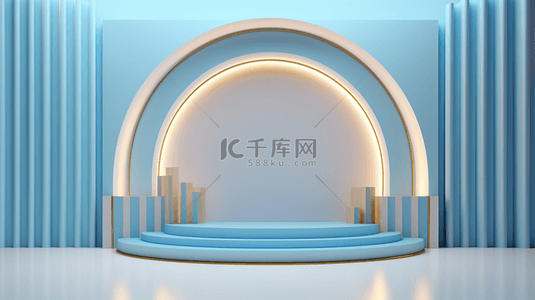 数字3数字2背景图片_灯光3D蓝色圆形舞台电商背景2