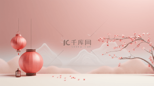 中梅花背景图片_红色中国风喜庆梅花简约背景7