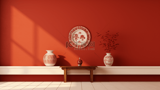 背景2中国风背景图片_红色中国风喜庆花瓶装饰背景2
