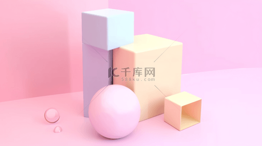 c4d电商展台背景图片_粉色系三维几何C4D电商展台背景