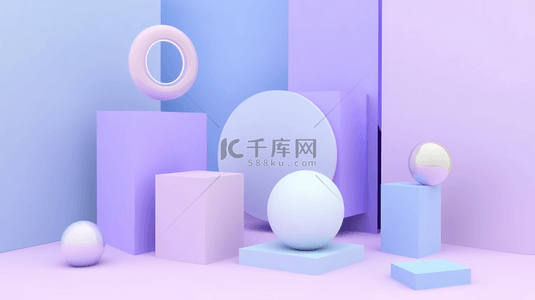 c4d电商展台背景图片_蓝紫色三维几何C4D电商展台背景