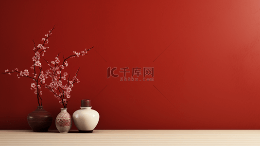 红色中国风喜庆花瓶装饰背景22
