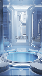 双11电商11背景图片_蓝色3D未来科技感电子产品电商展台