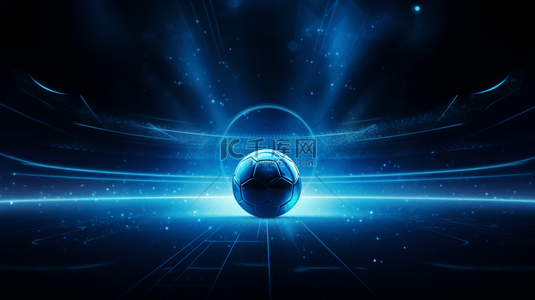 蓝色圆球背景图片_蓝色科技感光效足球背景5
