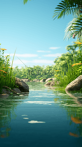 3d花草背景图片_仿真绿色植物系自然场景3D空景空间