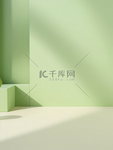 立体光影背景图片_浅绿色几何立体电商背景16