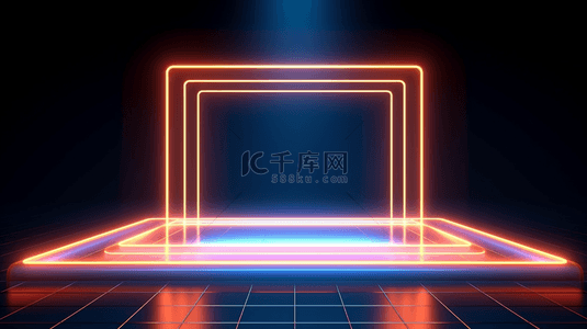 几何科技感边框背景图片_科技感几何立体光效商务背景4