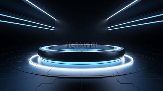 科技展台蓝色背景图片_灯光科技蓝色圆形舞台电商背景9