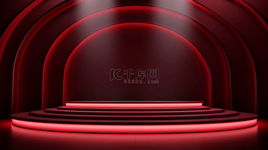 圆形质感数字5背景图片_红色现代感喜庆光效舞台创意背景5