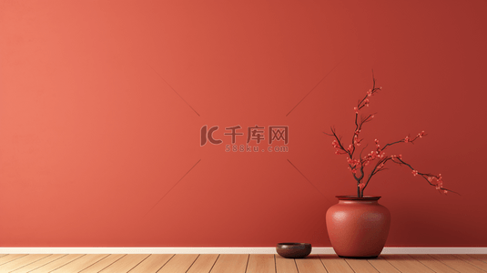 红色中国风喜庆花瓶装饰背景12