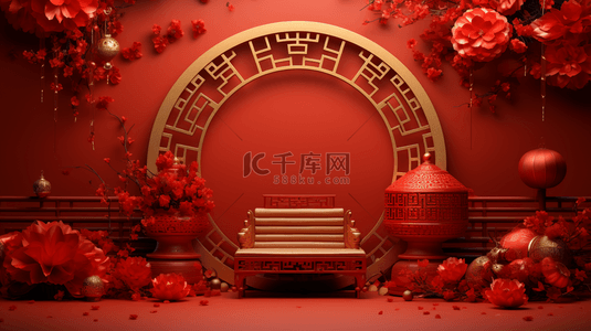 古典传统风背景图片_红色中国风喜庆梅花简约背景10