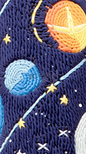 儿童卡通毛线编织星空星球图案背景