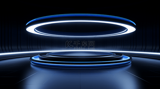 霓虹灯舞台背景图片_灯光科技蓝色圆形舞台电商背景15