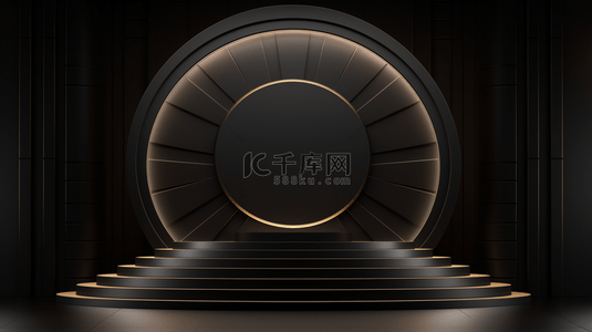 科技感黑背景图片_黑金色高级感商务圆形展示台背景12