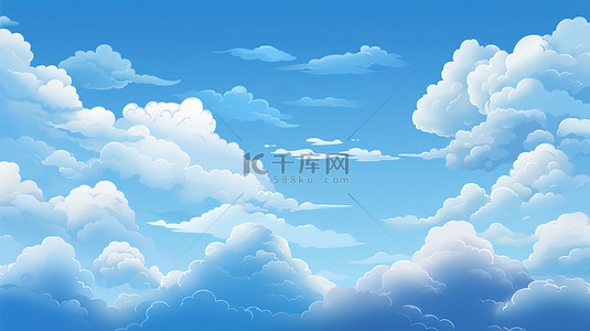 猫抓印矢量图背景图片_蓝天白云平面矢量图17