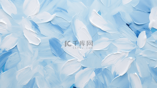 蓝色背景白色花朵背景图片_蓝色油画感创意花朵背景18