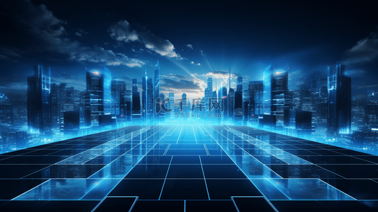 数字化城市背景图片_蓝色科技感光效商务背景12