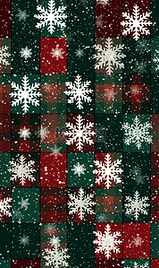 简约扁平绿背景图片_简约圣诞节白色雪花片红绿方格拼接背景