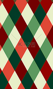 拼接绿色背景图片_菱形图块拼接红绿白圣诞节背景