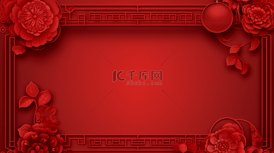 春节新年剪纸边框背景图片_红色中国风古典装饰边框背景23