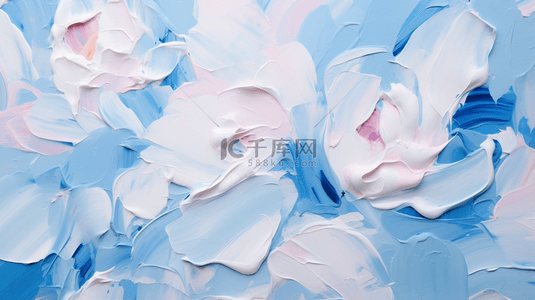 蓝色油画质感花朵纹理背景6