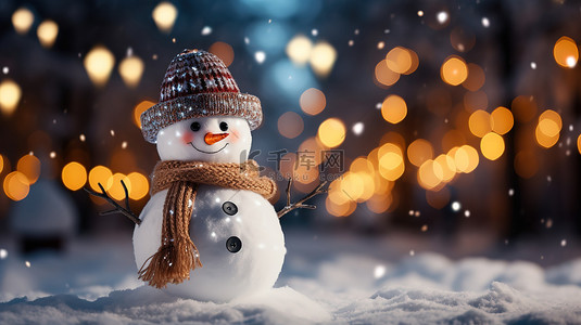 冬季背景图片_冬季公园里的雪人微笑7