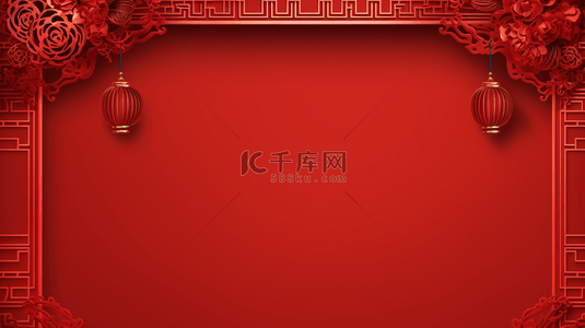 剪纸春节背景图片_红色中国风古典装饰边框背景27