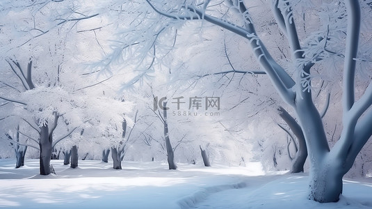 冬季白雪背景图片_冬季白雪恺恺的森林景色背景1